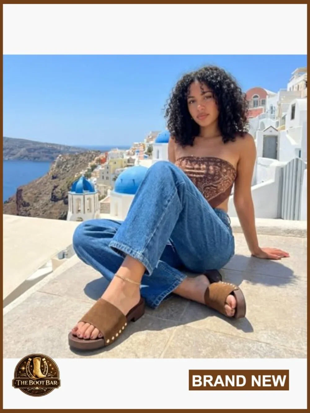 Genuine Suede Slide Sandals, Studded Low Heel Dress Sandals